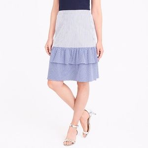 J. Crew Cocktail Stripe Tiered Ruffle Midi Skirt